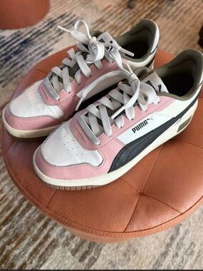 Puma Carina Street White, Pink, and Black Platform Sneakers!